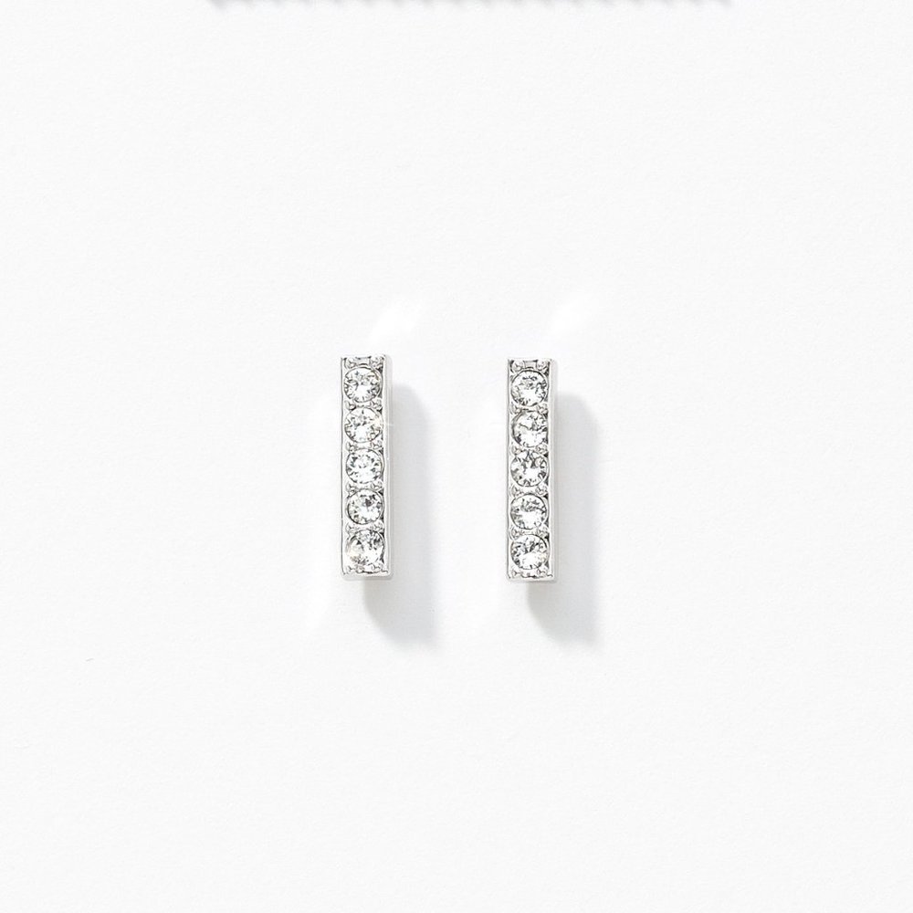Pavé Bar Earrings, Rhodium